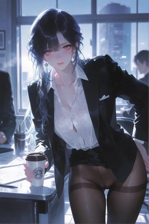忘穿裙子的女秘书只穿连裤黑丝就敢走进我的总裁办公室？